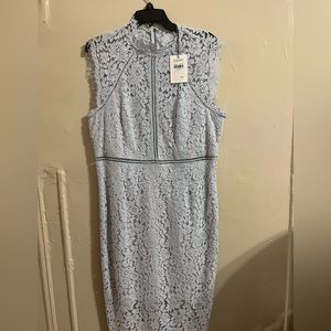 Bardot Lace Panel High Neck Knee Length Dress